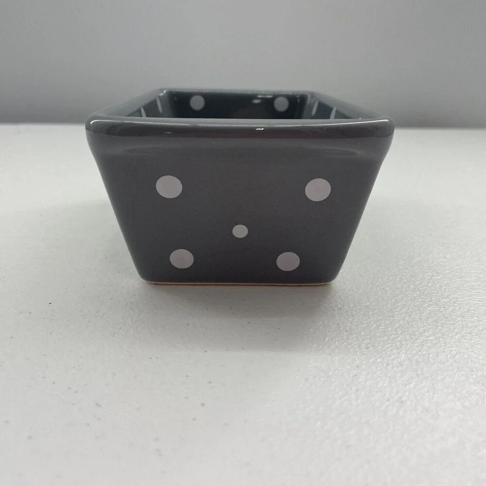 Temptations By Tara Mini Loaf Pan Gray Polka Dots‎ 12 Oz Cottage Core Oven Safe